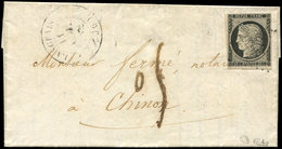 Let EMISSION DE 1849 - 3    20c. Noir Sur Jaune, Obl. PC 1636 S. LAC, Càd T14 LANGEAIS 11/11/52, Taxe 05 Tampon, Arr. CH - 1849-1850 Cérès