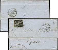 Let EMISSION DE 1849 - 3a   20c. Noir Sur Blanc, Obl. GRILLE S. LAC, Càd K PARIS K 20/5/50, Arr. Lyon, TB - 1849-1850 Ceres