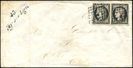 Let EMISSION DE 1849 - 3a   20c. Noir Sur Blanc, PAIRE Obl. GRILLE S. Env., Cursive 43/FAY AUX LOGES, Arr. ORLEANS 19/10 - 1849-1850 Ceres