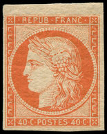 * EMISSION DE 1849 - 5    40c. Orange, Petit Bdf, Inf. Trace De Ch., TTB. C - 1849-1850 Cérès