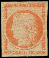 * EMISSION DE 1849 - 5A   40c. Orange Gomme Brunâtre, Léger Pelurage Habituel, Aspect TTB. J - 1849-1850 Cérès