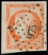 EMISSION DE 1849 - 5    40c. Orange, Très Grandes Marges, Obl. PC 975 De COUCY Le CHATEAU, Superbe - 1849-1850 Cérès