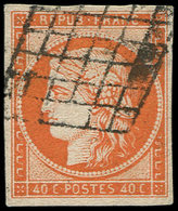 EMISSION DE 1849 - 5    40c. Orange, Oblitéré GRILLE, TB. C - 1849-1850 Cérès