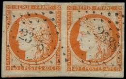 EMISSION DE 1849 - 5    40c. Orange, PAIRE (inf. Pt Clair En Marge D'un T.) Obl. PC 2388, Aspect TTB - 1849-1850 Ceres