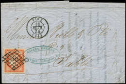 Let EMISSION DE 1849 - 5    40c. Orange, Obl. GRILLE S. LAC, Càd T15 VIRE 10/2/50, TTB - 1849-1850 Ceres