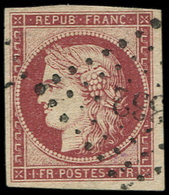 EMISSION DE 1849 - 6     1f. Carmin, Obl. PC 332, TB/TTB. J - 1849-1850 Cérès
