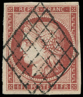 EMISSION DE 1849 - 6A    1f. ROUGE-BRUN, Obl. GRILLE, Superbe. C - 1849-1850 Cérès