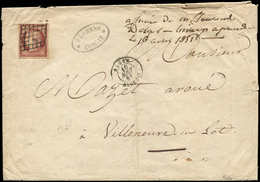 Let EMISSION DE 1849 - 6FX   1f. Carmin, Obl. GRILLE S. Grande Env., Càd ALGER 10/8/51, RR Et TB - 1849-1850 Ceres