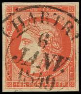 EMISSION DE 1849 - 7     1f. Vermillon, FAUX SPERATI, Obl. Càd T13 CHARTRES 6/1/49, TB - 1849-1850 Cérès