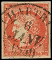 EMISSION DE 1849 - 7     1f. Vermillon, FAUX SPERATI, Obl. Càd T13 CHARTRES 6/1/49, TB - 1849-1850 Ceres