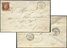 Let EMISSION DE 1849 - 7B    1f. VERMILLON Terne, Petite Fente Verticale En Haut S. 5 Mm, Obl. GRILLE S. Env. Légèrement - 1849-1850 Cérès