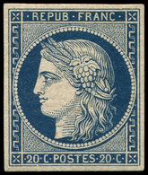 * EMISSION DE 1849 - 8a   20c. Bleu Foncé Dit "Marquelet", Très Frais Et TTB. C - 1849-1850 Cérès