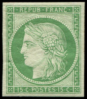 ** EMISSION DE 1849 - R2e  15c. Vert Clair, REIMPRESSION, Frais Et TTB - 1849-1850 Ceres