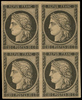 ** EMISSION DE 1849 - R3f  20c. Noir Sur Jaune, REIMPRESSION, BLOC De 4, PAIRE Supérieure *, TB - 1849-1850 Ceres