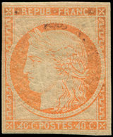 * EMISSION DE 1849 - R5h  40c. Orange, REIMPRESSION Avec 4 RETOUCHE, Filet Intact, RR, TB. C - 1849-1850 Cérès