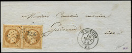 Let PRESIDENCE - 9    10c. Bistre-jaune PAIRE Avec Lég. Froiss. Entre Les T., Obl. PC 3256 S. LSC, Càd T15 St QUENTIN 10 - 1852 Louis-Napoleon