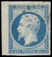 PRESIDENCE - 10   25c. Bleu, Petit Bdf, Amorce De Voisin En Haut, Obl. PC, Frappe Légère, Effigie Dégagée, Superbe - 1852 Luigi-Napoleone