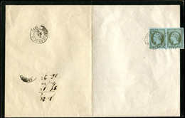 Let EMPIRE NON DENTELE - 11    1c. Olive, PAIRE Grandes Marges Obl. Càd T15 BLANGY S. BRESLE 3/5/62 S. Faire-part, TTB,  - 1853-1860 Napoleon III