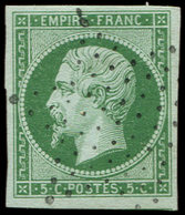 EMPIRE NON DENTELE - 12    5c. Vert, Obl. ETOILE, Frappe Légère, TTB - 1853-1860 Napoléon III.