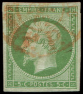 EMPIRE NON DENTELE - 12    5c. Vert, Obl. Càd ROUGE Des Imprimés, TB - 1853-1860 Napoleone III