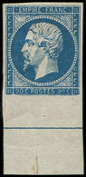 * EMPIRE NON DENTELE - L14Ai 20c. Bleu, T I, FILET D'ENCADREMENT, Ch. Un Peu Forte, TB. C - 1853-1860 Napoleone III