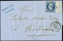 Let EMPIRE NON DENTELE - L14Ai 20c. Bleu, T I, FILET D'ENCADREMENT, Obl. PC 2227 Sur LAC, Càd T15 NARBONNE 26/10/55, Cot - 1853-1860 Napoléon III.