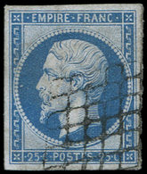 EMPIRE NON DENTELE - 15   25c. Bleu, Oblitéré GRILLE, TB - 1853-1860 Napoléon III