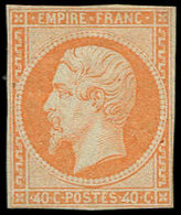 (*) EMPIRE NON DENTELE - 16   40c. Orange, Gomme Résiduelle, Court Aux 4 Côtés, TB - 1853-1860 Napoleone III