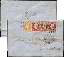 Let EMPIRE NON DENTELE - 16   40c. Orange Et N°17 80c. Carmin (3) Obl. ROULETTE De GROS POINTS S. LAC Un Peu Fatiguée, C - 1853-1860 Napoléon III.