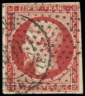 EMPIRE NON DENTELE - 17Ar 80c. VERMILLONNE FONCE, Obl. Roulette De Pointillés Et Càd (SMYR)NE ( )/5/57, Nuance Certifiée - 1853-1860 Napoléon III