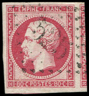 EMPIRE NON DENTELE - 17B  80c. Rose, Obl. GC 525, Voisin à Droite, Superbe - 1853-1860 Napoléon III