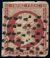 EMPIRE NON DENTELE - 18    1f. Carmin, Obl. GROS POINTS, Défx, B/TB - 1853-1860 Napoleone III