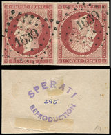 EMPIRE NON DENTELE - 18FX  1f. Carmin, TETE-BECHE, FAUX SPERATI, Obl. PC 1639, TB - 1853-1860 Napoléon III