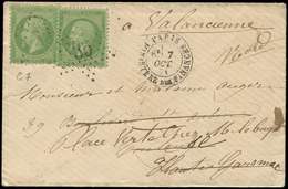 Let EMPIRE DENTELE - 20    5c. Vert (2) Obl. Etoile 35 S. Env., Càd MINISTERE Des FINANCES 7/10/71, Tarif 10c. Pour Env. - 1862 Napoléon III