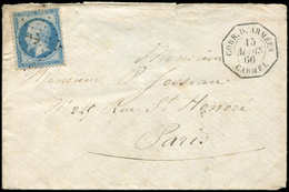 Let EMPIRE DENTELE - 22   20c. Bleu, Obl. ANCRE S. Env., Càd Octog. CORR. D. ARMEES CARMEL 15/3/66, RR Et TTB - 1862 Napoleon III