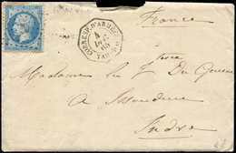 Let EMPIRE DENTELE - 22   20c. Bleu, Obl. ANCRE S. Env. Avec Corresp., Càd Octog. CORRESP. D'ARMEES TAMPICO 4/12/65, TTB - 1862 Napoleone III