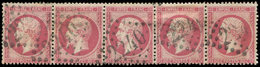 EMPIRE DENTELE - 24   80c. Rose, BANDE De 5 Obl. GC 2240, TB - 1862 Napoléon III