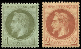 ** EMPIRE LAURE - 25 Et 26A, 1c. Bronze Et 2c. Rouge-brun T I, Bon Centrage, TB/TTB - 1863-1870 Napoleon III With Laurels