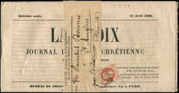 Let EMPIRE LAURE - 26A   2c. Brun-rouge, T I, Obl. Càd T15 VERSAILLES 13/4/66 Sur Bande Avec Journal LA CROIX Du 14/4, T - 1863-1870 Napoleone III Con Gli Allori