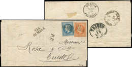 Let EMPIRE LAURE - 29B Et 31, 20c. Bleu T II Et 40c. Orange, Obl. Griffe VIA/DI MARE S. LAC De Marseille 12/10/70, Passa - 1863-1870 Napoleon III With Laurels