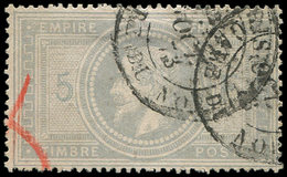 EMPIRE LAURE - 33    5f. Violet-gris, Obl. Càd GARE DU NORD 7/10/73, TB - 1863-1870 Napoleon III With Laurels