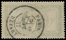 EMPIRE LAURE - 33    5f. Violet-gris, Obl. Càd PARIS/DEPART 24/9/77, Qqs Défts, B/TB - 1863-1870 Napoleon III With Laurels