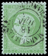 EMPIRE LAURE - 35    5c. Vert Pâle Sur Bleu, Oblitéré Càd MARSEILLE AFFRANCHISSEMENTS, TTB - 1863-1870 Napoleon III With Laurels