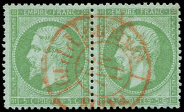 EMPIRE LAURE - 35    5c. Vert Pâle Sur Bleu, PAIRE Obl. Càd ROUGE Des IMPRIMES PP 11/5/72, TTB. J - 1863-1870 Napoléon III Lauré