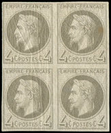 ** EMPIRE LAURE - R27Bf  4c. Gris, ROTHSCHILD, BLOC De 4, Un Ex. Légère Rouss., Les Autres TB - 1863-1870 Napoléon III Lauré