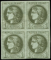 * EMISSION DE BORDEAUX - 39A   1c. Olive, BLOC De 4, 1 Ex. **, TB - 1870 Ausgabe Bordeaux