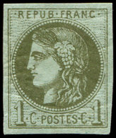 * EMISSION DE BORDEAUX - 39B   1c. Olive, R II, TB - 1870 Bordeaux Printing