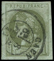EMISSION DE BORDEAUX - 39A   1c. Olive, R I, Obl. Càd T17 CAEN 8/2/71, TB - 1870 Bordeaux Printing