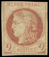 * EMISSION DE BORDEAUX - 40Af  2c., Impression Fine De Tours, Filet Intact, TB - 1870 Bordeaux Printing