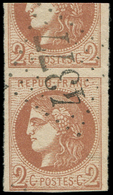 EMISSION DE BORDEAUX - 40B   2c. Brun-rouge, R II, Grand Voisin En Haut, Obl. GC 4277, Superbe - 1870 Bordeaux Printing